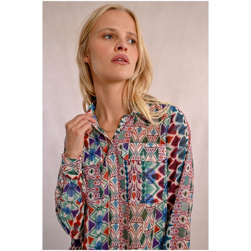MOLLY BRACKEN Printed shirt, flap pockets